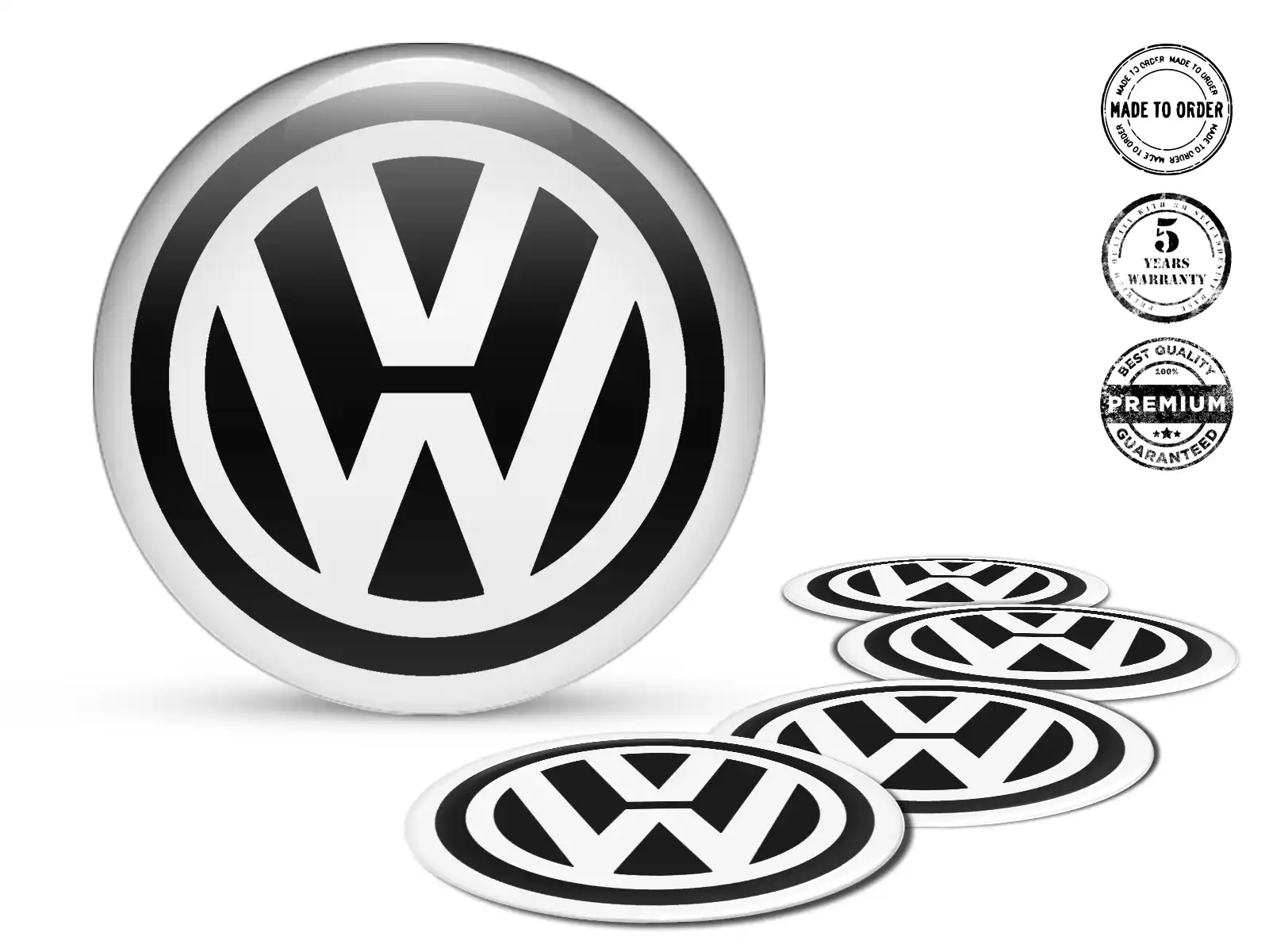 VW Emblema Bombado Logo Pegatina de Rueda Perfecta